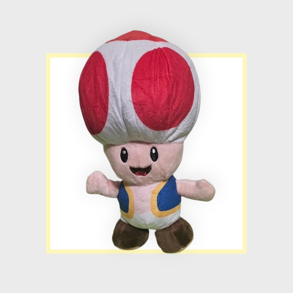 Plush Mushroom Character Toy - Red and White